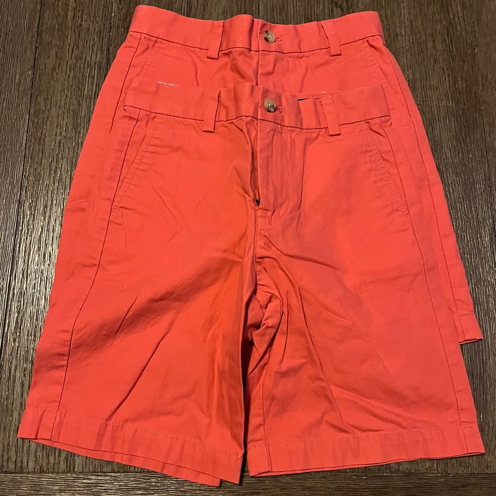 Vineyard Vines Coral Orange Flat-Front Boys Shorts